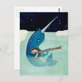 Narwhal's Aquarelle - Narwhal spielt Banjo-Karte Postkarte (Vorne/Hinten)
