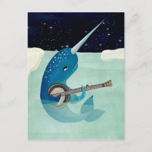 Narwhal's Aquarelle - Narwhal spielt Banjo-Karte Postkarte