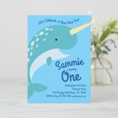 Narwhals Ocean Einladungen zum 1. Geburtstag (Stehend Vorderseite)