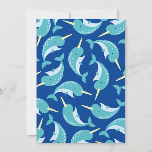 Narwhals Ocean Einladungen zum 1. Geburtstag (Rückseite)