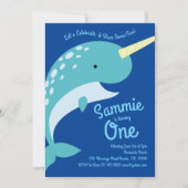 Narwhals Ocean Einladungen zum 1. Geburtstag (Vorderseite)