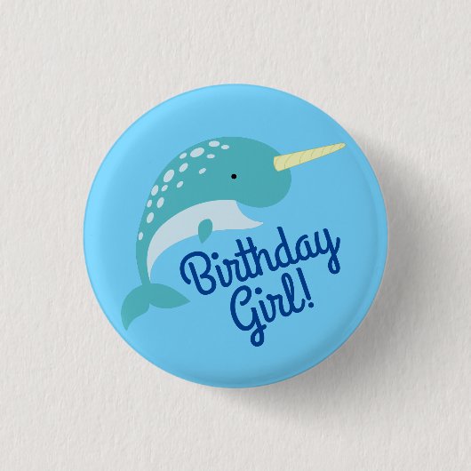 Narwhals Ocean Kid's Geburtstagsparty Button (Vorderseite)