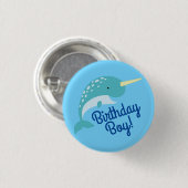 Narwhals Ocean Kid's Geburtstagsparty Button (Vorne & Hinten)