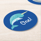 Narwhals Ocean Kid's Geburtstagsparty Runder Pappuntersetzer (Angewinkelt)