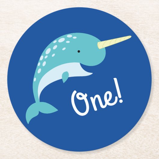 Narwhals Ocean Kid's Geburtstagsparty Runder Pappuntersetzer (Vorderseite)