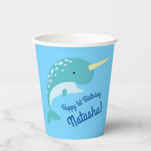 Narwhals Ocean Niedlich 1. Geburtstag Party Kinder Pappbecher