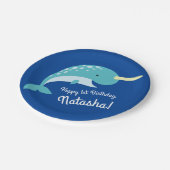 Narwhals Ocean Niedlich 1. Geburtstag Party Thema Pappteller (Schrägansicht)