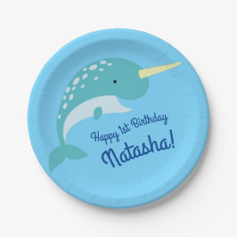 Narwhals Ocean Niedlich 1. Geburtstag Party Thema Pappteller
