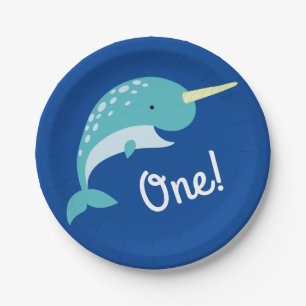 Narwhals Ocean Niedlich 1. Geburtstag Party Thema Pappteller
