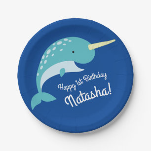 Narwhals Ozean-niedliches 1. Pappteller