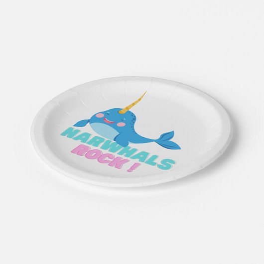 Narwhals Rock! Pappteller (Schrägansicht)