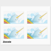 Narwhals Swim auf Rainbows Rechteckiger Aufkleber (Blatt)