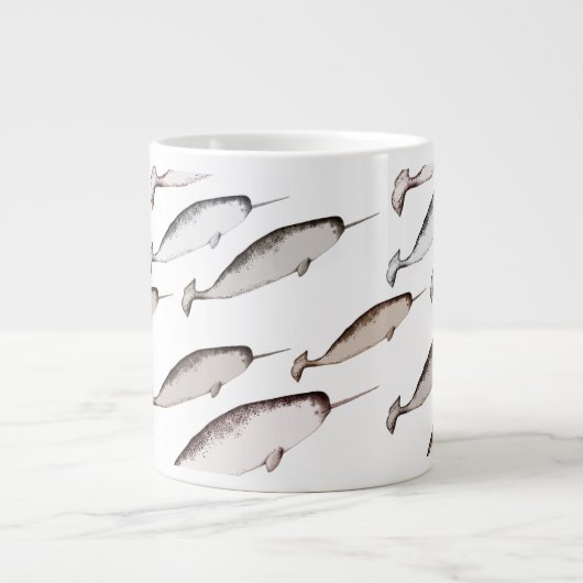 Narwhals Swim - Narwhal Pattern Whale Lover Gesche Jumbo-Tasse (Vorderseite)