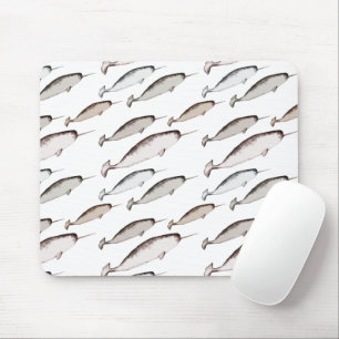 Narwhals Swim - Narwhal Pattern Whale Lover Gesche Mousepad