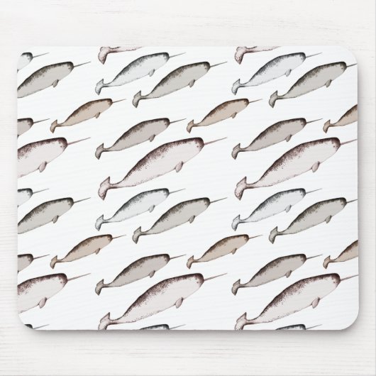 Narwhals Swim - Narwhal Pattern Whale Lover Gesche Mousepad (Vorne)