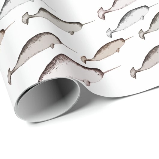 Narwhals Swim - Narwhal Whale Pattern Geschenk Geschenkpapier (Rolleneckpunkt)