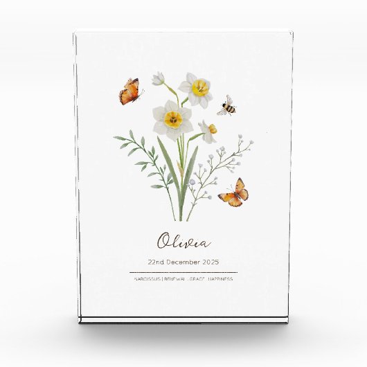 Narziss Geburtsmonatsblume Fotoblock (Vorderseite)