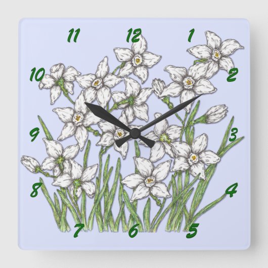 Narziss Quadratische Wanduhr (Vorderseite)