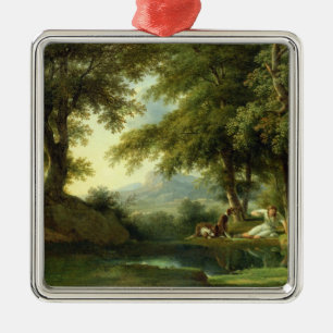 Narzisse, die seine Reflexion bewundert Silbernes Ornament