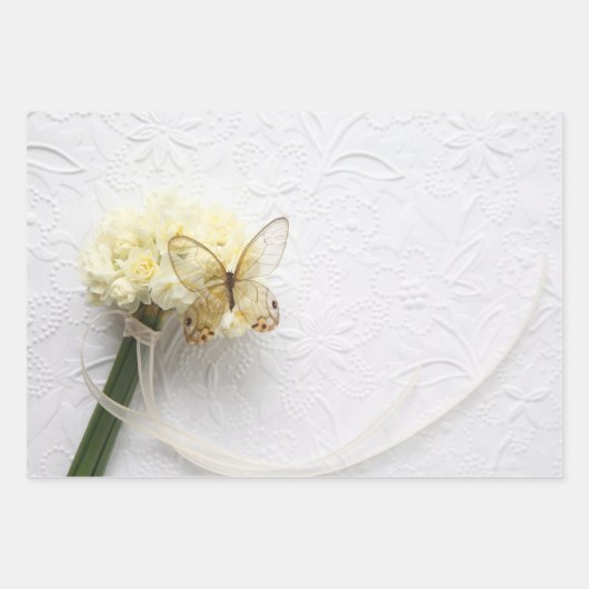 Narzisse Schmetterling Wrapping Paper Set von 3 Geschenkpapier Set (Vorderseite)