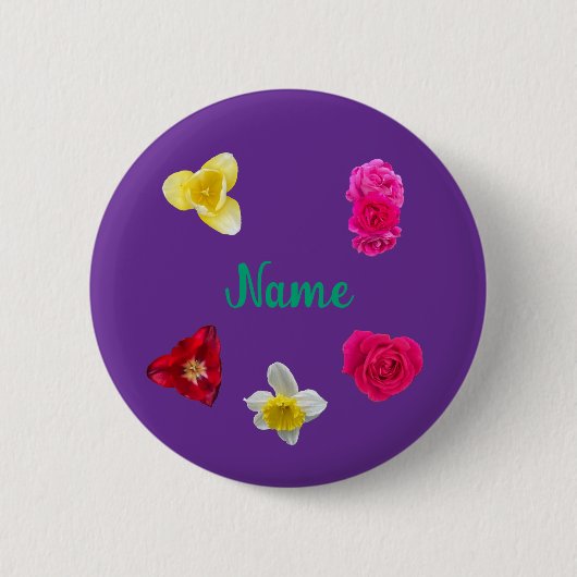 Narzisse, Tulpen und Rosen Button (Vorderseite)