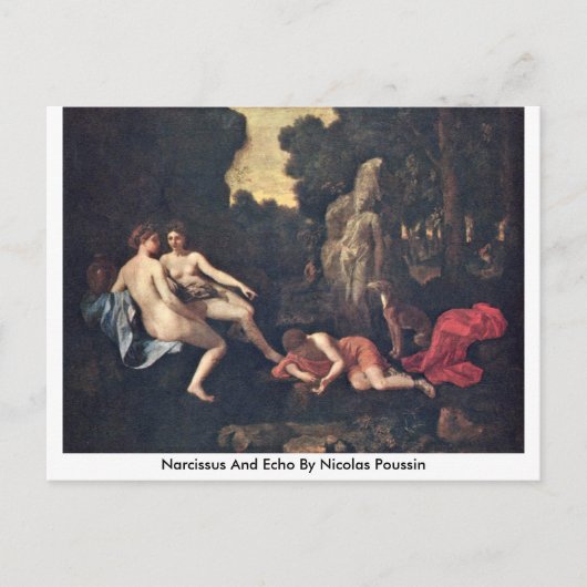 Narzisse und Echo von Nicolas Poussin Postkarte (Vorderseite)