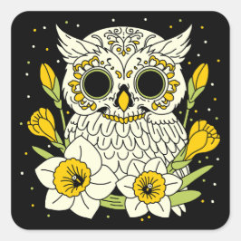 Narzisse und Schädel Quadratischer Aufkleber