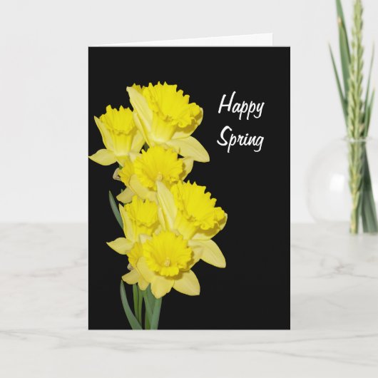 Narzissen auf schwarzem freiem Raum danken Ihnen Dankeskarte (Vorderseite)