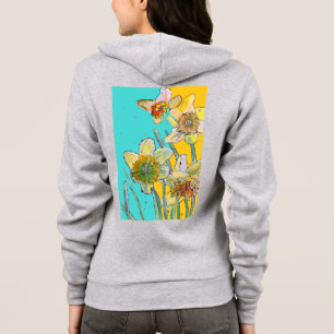 Narzissen-Blumen-Aquarell-Kunst-Blumenmuster-Kapuz Hoodie