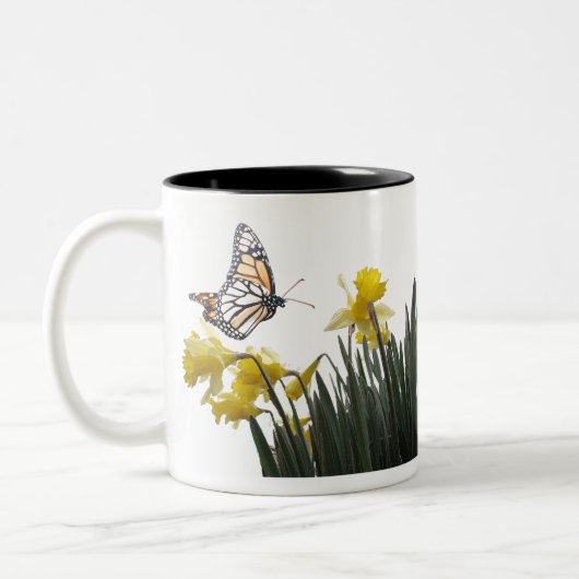Narzissen-Blumen-Tasse Zweifarbige Tasse (Links)