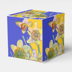Narzissen-Blumenmalerei florale Geburtstag Navy Bl Geschenkschachtel