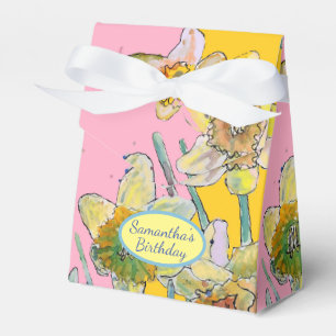 Narzissen-Blumenmalerei, florale Geburtstagskuchen Geschenkschachtel
