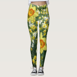 Narzissen-Frühlings-Blumen gelb-orangees Legging Leggings