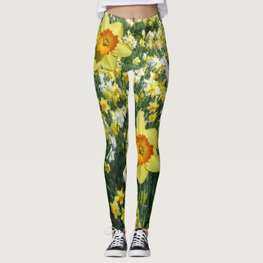 Narzissen-Frühlings-Blumen gelb-orangees Legging Leggings (Vorderseite)