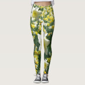 Narzissen-Frühlings-Blumen-Weiß Legging Leggings (Vorderseite)