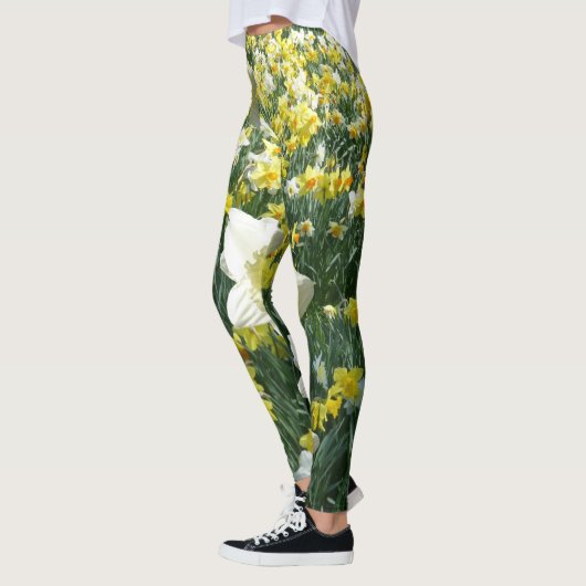 Narzissen-Frühlings-Blumen-Weiß Legging Leggings (Links)