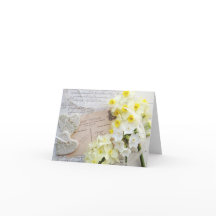 Narzissen, Herzen mit Skript danke Ihnen Karte not