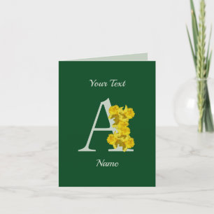Narzissen-Monogramm Anfangsbuchstabe A Floral Pers Karte
