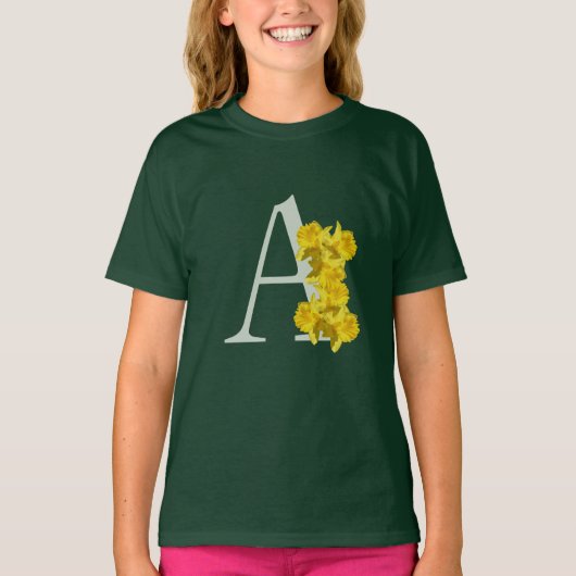 Narzissen-Monogramm Initiale A T-Shirt (Vorderseite)