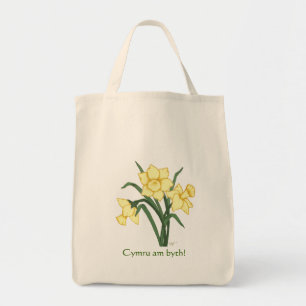 Narzissen-Tasche - "Cymru morgens byth! " Tragetasche
