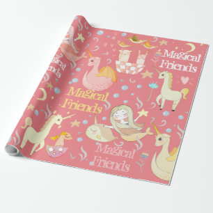 Narzissmeermaid Einhorn Drache Whimsical Custom Geschenkpapier