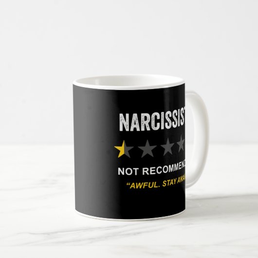 Narzissten - Nicht empfohlen: Funny Clean Spaß Kaffeetasse (VorderseiteRechts)