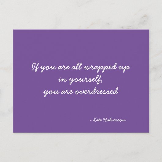 Narzisstismus Zitat Lila und weiß Postkarte (Vorderseite)