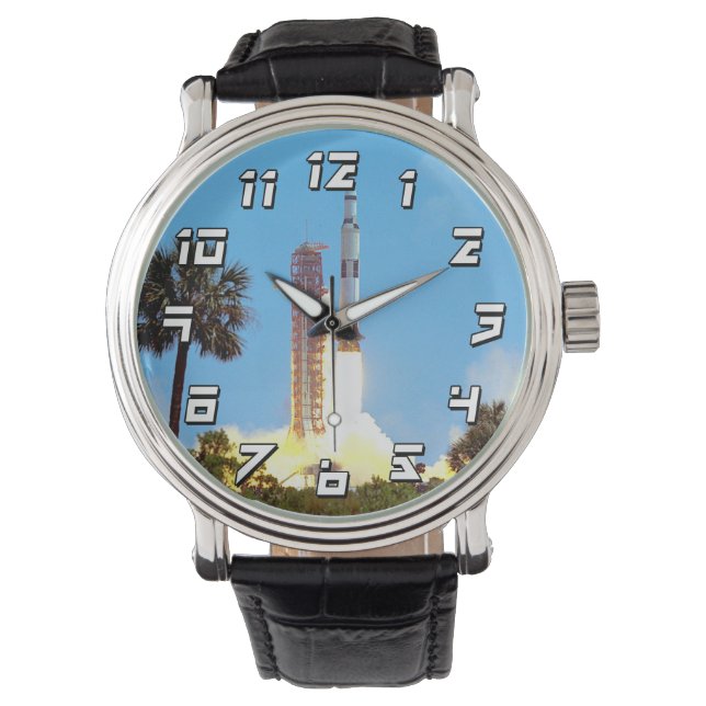 NASA Apollo 16 Saturn V Raketenstart Armbanduhr (Vorderseite)