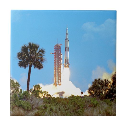 NASA Apollo 16 Saturn V Raketenstart Fliese (Vorderseite)