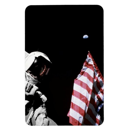 NASA Apollo 17 Astronaut Flag Earth Moon Foto Magnet (Vertikal)