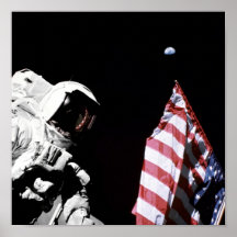 NASA Apollo 17 Astronaut Flag Earth Moon Foto