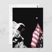 NASA Apollo 17 Astronaut Flag Earth Moon Foto Postkarte (Vorne/Hinten)