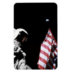 NASA Apollo 17 Astronautenflagge Erde Mond Foto Magnet