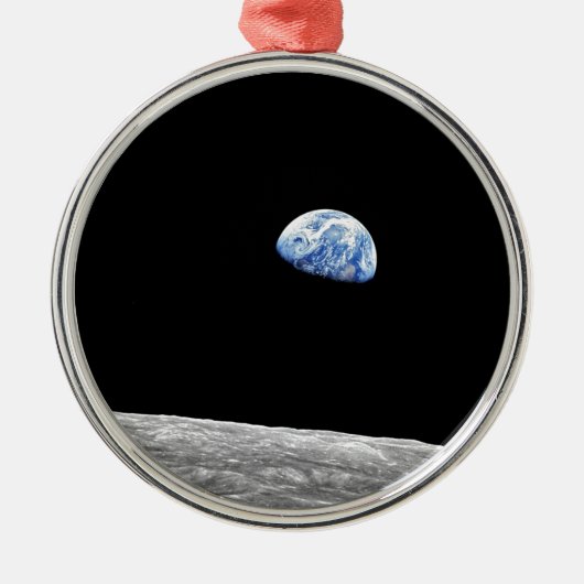 NASA Apollo 8 Earthrise Moon Lunar Orbit Foto Silbernes Ornament (Vorne)